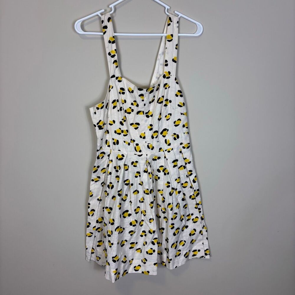 New Urban Outfitters White with Yellow & Black Leopard Print Dress Size 10
